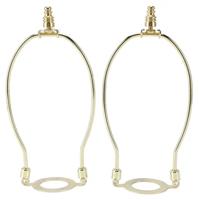Produktbild von 2-teiliges verstellbares Lampenschirm-Harfen-Halter-Set mit E26-Lampenschirmen aus Metall für Tisch- und Stehlampen, Gold