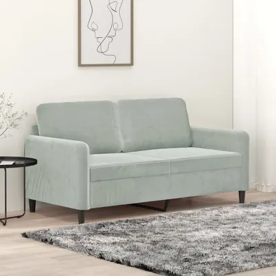 Imagen del producto de Sofá de dos plazas, color gris claro, 140 cm, tapizado en terciopelo