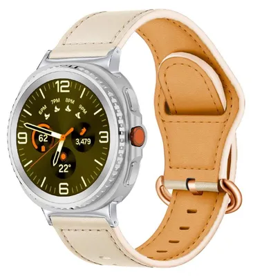 Obrázek produktu pro Pro Samsung Galaxy Watch 8 / 8 Classic Řemínek z pravé kůže s kolíčkovou sponou, béžový