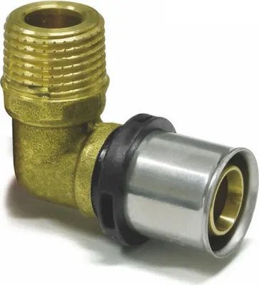 Obrázok produktu pre Sanpro lisovacie koleno 90° - ohyb + vonkajší závit, veľkosť 16x2 - závit 1/2"
