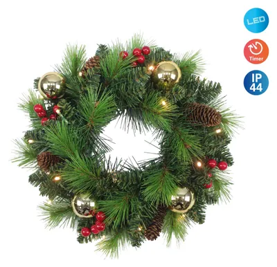 Obrázok produktu pre Umelý vianočný veniec s osvetlením LED veniec na dvere Vianočné 5303558