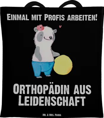 Produktbild von Mr. & Mrs. Panda Tote Bag Orthopädin Leidenschaft - Schwarz - Geschenk, Schultasche, Orthopädie, Shopping Tasche, Praxis, Spruch, Jutebeutel, Lustig, canvas, Laptoptasche
