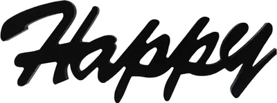 Zdjęcie produktu dla Drewniany znak Melko Happy wiszący napis litery monogram 3D - czarny