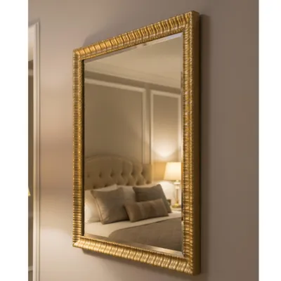 Produktbild von MO.WA Wandspiegel rechteckig Holzrahmen verziert cm. 58x78 Gold -  Italy Wohnzimmer Badezimmer Flurspiegel Garderobespiegel Wanddekoration