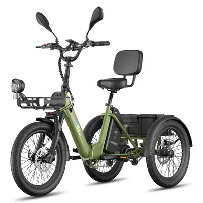 Produktbild von E Trike mit Unterstützung, 180 kg Zuladung, 85 km Reichweite, 48 V 21 Ah, IPX5, hydraulische Bremsen, Grün
