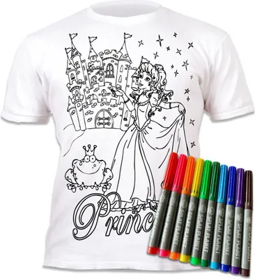 Image de T-shirt pour coloriages multiples au feutre Princesse 7-8 ans