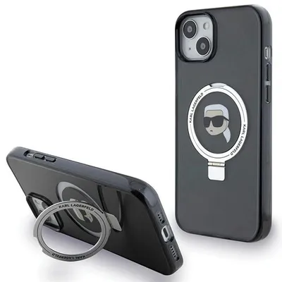 Image de Karl Lagerfeld Klhmp15Shmrskhk Iphone 15 / 14 / 13 6.1 Czarny/Noir Hardcase Ring Stand Karl Head Magsafe