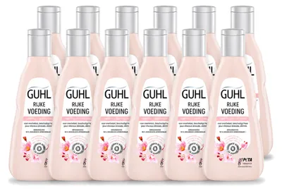 Imagen del producto de 12 champús nutritivos Guhl para cabello seco, 250 ml cada uno. Paquete económico de 12 unidades