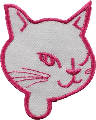 Produktbild von Aufnäher - Katzenkopf zwinkernd - rosa-weiß - Patch