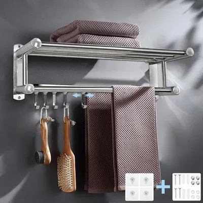 Image de Porte-serviettes de salle de bain en acier inoxydable, 50 cm