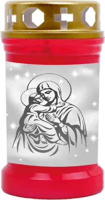 Produktbild von Grabkerze Rot, Brenndauer: 40 Stunden, Motiv: Maria