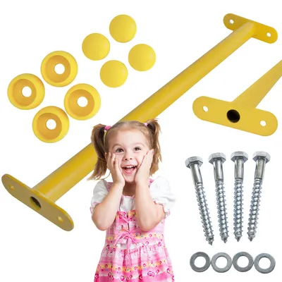 Produktbild von 4iQ 5x Metall Turnstange 60 cm Kinder Gelb – Set Reckstangen Garten Spielplatz Klimmzugstange Outdoor Spielgerät