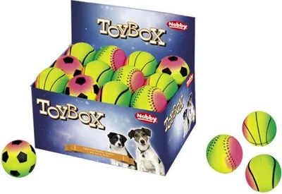 Immagine prodotto di Palline "RAINBOW" in gomma Nobby, assortite, diametro 6,3 cm; confezione da 24 pezzi.