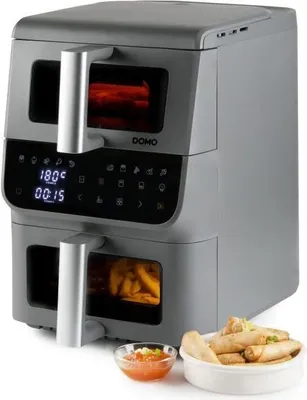 Immagine prodotto di Friggitrice senza olio DOMO Airfryer DO550FR, doppia camera 3,5 L + 6,5 L, 10 programmi, 2500 W
