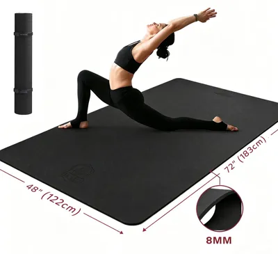 Immagine prodotto di Tappetino per yoga - Tappetino per fitness - Extra grande, 6 mm di spessore, in TPE, antiscivolo e ampio, ideale per Pilates e allenamento a casa, color beige
