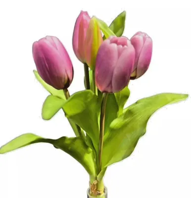 Produktbild von Tulpen künstlich 30cm Tulpenbündel mit 5Tulpen Real Touch violett Tulpenstrauß