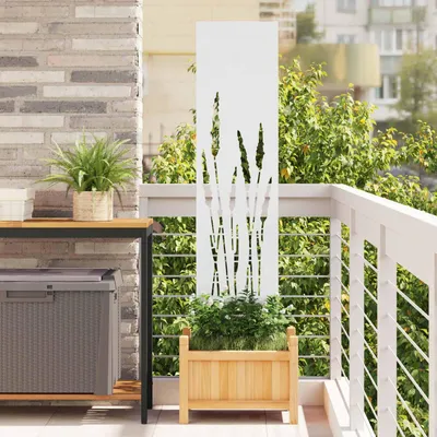Image de Écran de confidentialité de jardin Fretwork Blanc 32 x 140 cm