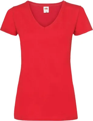 Produktbild von Damen T-Shirt Lady-Fit Valueweight V-Neck T - Rot, S
