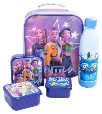 Obrázok produktu pre K-Pop Demon Hunters – Sada tašky na desiatu a fľaše na vodu pre dievčatá, postavičky NS10000 (jednotná veľkosť) (farebná potlač)