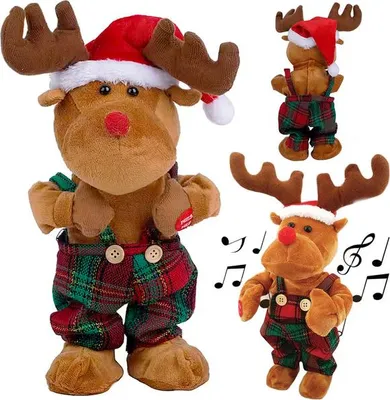 Image de Verk 26286 Renne de Noël dansant et chantant 32 cm