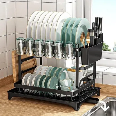Produktbild von Abtropfgestell mit automatischer Abflussfunktion - Schwarz