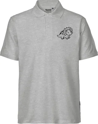 Produktbild von Huuraa Herren Polo Shirt Triceratops Dinosaurier M Sport Grey Bio Baumwolle Fairtrade Poloshirt Geschenkidee