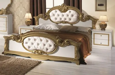Produktbild von Barock Doppelbett Barocco 180x200 cm in Schwarz / Gold