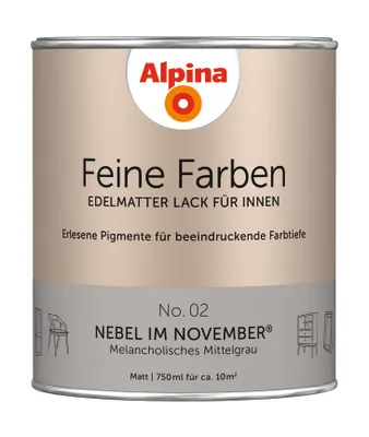 Produktbild von Alpina Feine Farben Lack Nebel im November melancholisches mittelgrau 750 ml