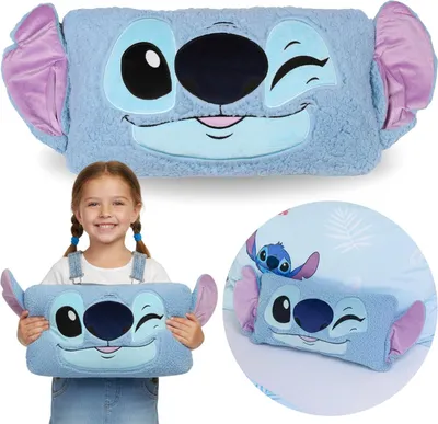 Obrázok produktu pre DISNEY Stitch 3D vankúš na uši, dekoratívny, do izby, SHERPA 27x45 cm, OEKO-TEX