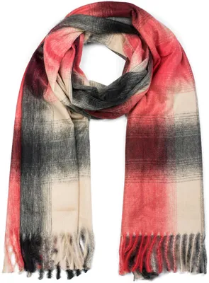 Produktbild von styleBREAKER Uni Schal mit Karo Muster und Fransen, Winter, Stola, Tuch 01017098