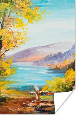 Produktbild von MuchoWow® Poster Malerei - Ölgemälde - Pflanzen - Natur 120x180 cm - Kunstposter