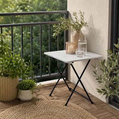 Image de Bois/métal table de camping table d'appoint table pliante 45x45cm