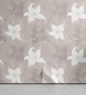 Produktbild von ABAKUHAUS Blatt abziehbare & klebbare Tapete für Zuhause, wirbelnde Linien, selbstklebendes Wohnzimmer Küchenakzent, 33 cm x 250 cm, Warm Taupe und Weiß