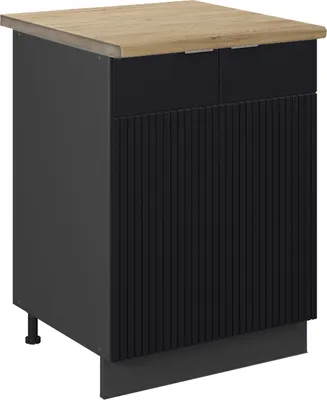 Produktbild von Küchenunterschrank Vicco Fame-Line Schwarz gestreift 60 cm , AP Eiche, Model 50640