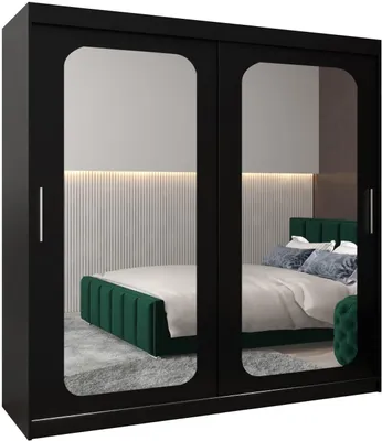Produktbild von MEBLE KRYSPOL Promo 3200 Schlafzimmerschrank zwei Schiebetüren - Mattschwarz