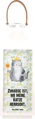 Imagen del producto de Linterna de madera con forma de gato rey, tamaño XL. Ideal para regalo, decoración, iluminación. Diseño con corona, motivos de gatos, perfecta para el hogar. (Incluye: linterna de madera, corona, gatos)