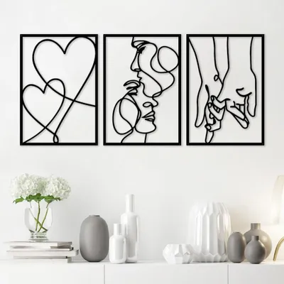 Imagen del producto de Decoración de pared metálica - Minimalista y moderna - Juego de 3 piezas