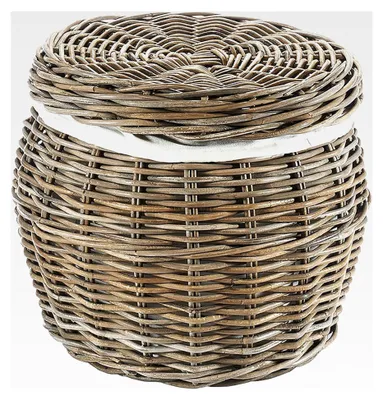 Produktbild von Wäschebehälter aus Rattan kubu grey mit Stoffeinsatz und Deckel