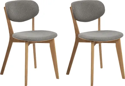 Produktbild von Design Scandinavia Esszimmerstuhl Minsk (SET 2 Stück), Stoff, hellgrau