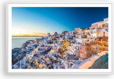 Produktbild von Gerahmtes Poster - Weißer Rahmen - Griechenland Insel Sommer - 91,5x61 cm - Wand Bild - Wanddeko - Wandbilder - Kunstposter - Wandposter - Bilderrahmen - Bilder - Kunstdruck - Wandbild P2WAA91x61-4062