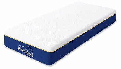 Image de Matelas X21F00G058, 90 x 190 cm, fermeté moyenne, mousse double couche, blanc/bleu