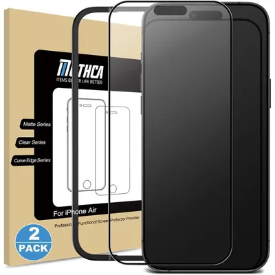 Zdjęcie produktu dla Folia ochronna matowa do iPhone'a o przekątnej 6,6 cala, 2 sztuki, twardość 9H, redukcja odblasków, ochrona przed odciskami palców, czarna ramka