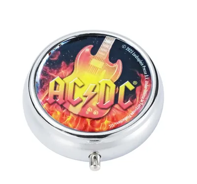 Produktbild von Taschen ASCHENBECHER "AC/DC" Ø5cm Deckel aus Metall rund mini mit Ablagefläche Taschenaschenbecher Reise Outdoor Reiseaschenbecher 81 (Gitarre)