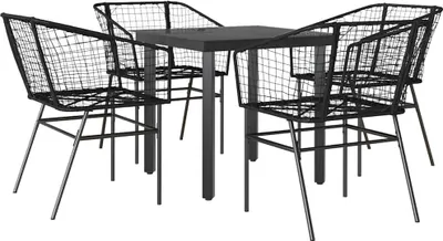 Immagine prodotto di vidaXL set da pranzo da giardino a 5 pezzi in polyrattan nero in vetro