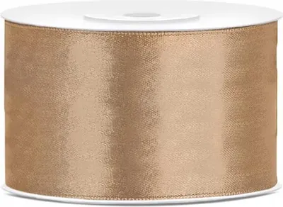 Image de Ruban cadeau en satin or clair 25m 38mm de large
