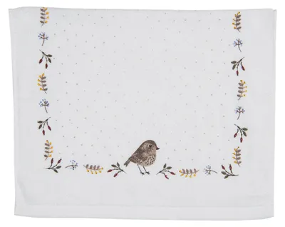 Produktbild von Clayre & Eef Gästehandtuch 40x66 cm Beige Braun Baumwolle Vogel
