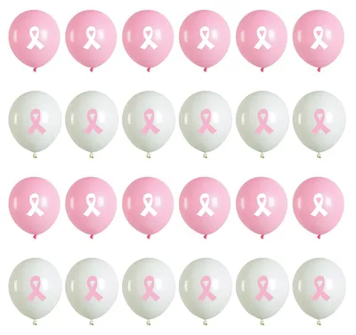 24 rosa Schleifenballons – Brustkrebs-Bewusstseinsballons aus Latex