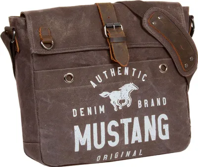 Produktbild von Mustang Houston Messenger Bag Handtasche aus heavy waxed Canvas und echtem Leder Laptopfach