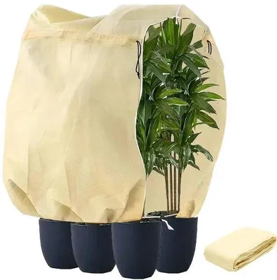 Image de Housse de protection contre le gel Unyqoos® pour grandes plantes d'extérieur – tissu polypropylène respirant, résistant aux UV et réutilisable, avec fermeture éclair et cordon de serrage, idéale pour les palmiers et les plantes en pot