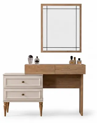 Immagine prodotto di Comò da trucco moderno, beige, elegante, con specchio